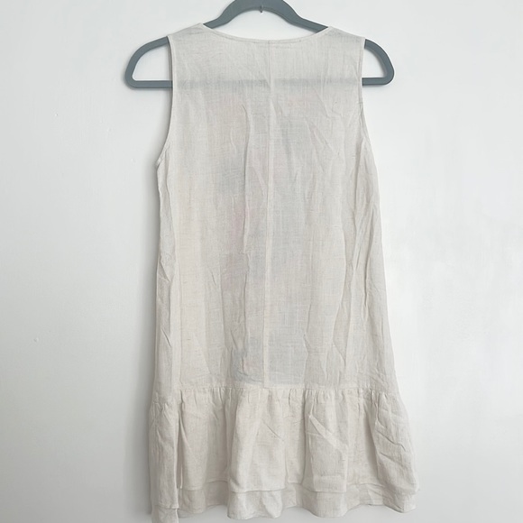 THML Taupe Embroidered Sleeveless Dress with Flutter Hem and Tassel Tie - Picture 4 of 6